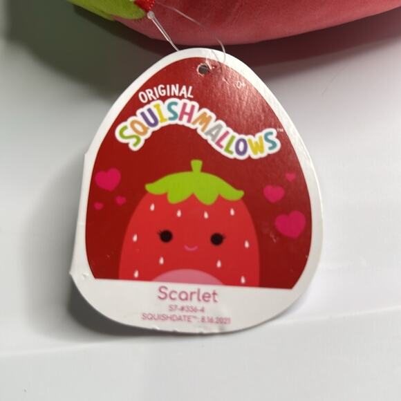 NWT Squishmallow 7” Scarlet the Strawberry with Hearts Valentines - Picture 3 of 3